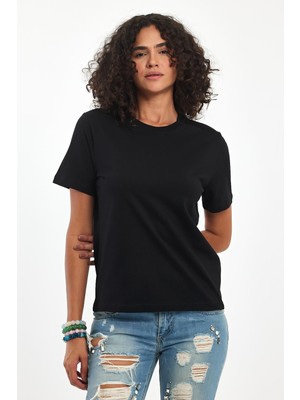 Septemmart %100 Pamuklu Bisiklet Yaka Slim Fit Basic Kadın T-Shirt