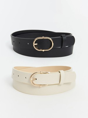 Lc Waikiki Yeni Sezon Deri Görünümlü Kadın Kemer 2'li