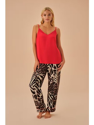 Dream Fashion Leopar Desenli Brave Atlet Pantolon Pijama Takımı