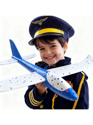 KanatGo Çocuk Pilot Kostümü Hediye Seti – Pilot Elbisesi + Köpük Uçak Oyuncak