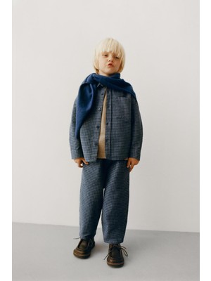 Magu Erkek Çocuk Pamuklu Lacivert Kareli Ceket Pantolon Takım
