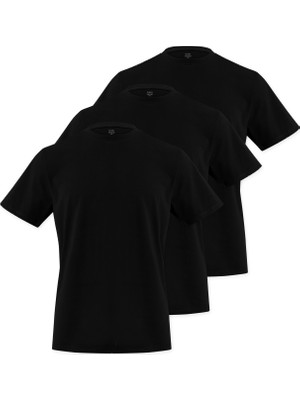 Septemmart (3'lü Paket) Bisiklet Yaka Erkek Slim Fit Basic T-Shirt %100 Pamuk