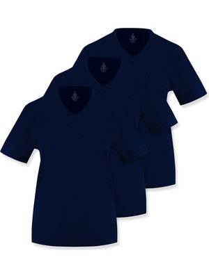 Septemmart (3'lü Paket) %100 Pamuklu V Yaka Slim Fit Basic Kadın T-Shirt