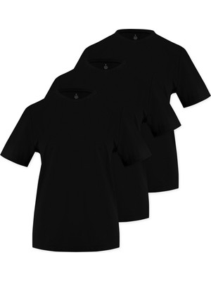 Septemmart (3'lü Paket) %100 Pamuklu Bisiklet Yaka Slim Fit Basic Kadın T-Shirt