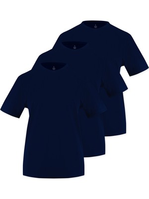 Septemmart (3'lü Paket) %100 Pamuklu Bisiklet Yaka Slim Fit Basic Kadın T-Shirt