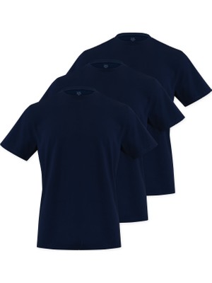 Septemmart (3'lü Paket) Bisiklet Yaka Erkek Slim Fit Basic T-Shirt %100 Pamuk