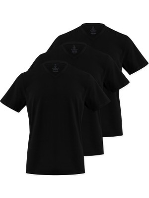 Septemmart (3'lü Paket) %100 Pamuklu V Yaka Slim Fit Basic Erkek T-Shirt