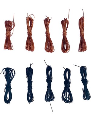 Begün Karışık Renk Mumlu Tesbih Ipi (3 Metrelik 10 Adet )...5 Adet Siyah ve 5 Adet Kahverengi Mumlu Ip...