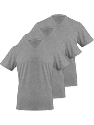 Septemmart (3'lü Paket) %100 Pamuklu V Yaka Slim Fit Basic Erkek T-Shirt