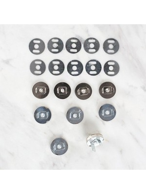 Almira Butik Loren Manyetik Mat Gümüş Metal 5 Li Çıt Çıt Set