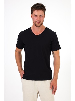 Septemmart %100 Pamuklu V Yaka Slim Fit Basic Erkek T-Shirt