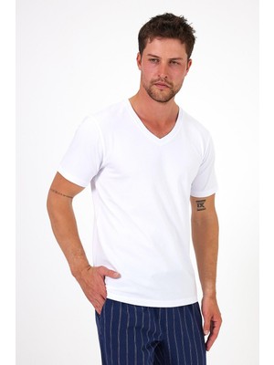 Septemmart %100 Pamuklu V Yaka Slim Fit Basic Erkek T-Shirt