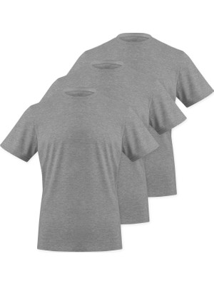 Septemmart (3'lü Paket) Bisiklet Yaka Erkek Slim Fit Basic T-Shirt %100 Pamuk