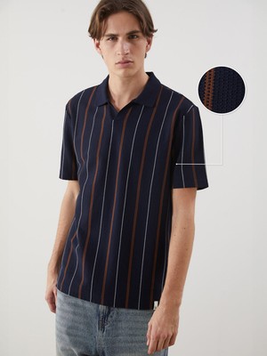 Lc Waikiki Yeni Sezon Polo Yaka Çizgili Erkek Dokulu Tişört