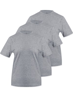 Septemmart (3'lü Paket) %100 Pamuklu Bisiklet Yaka Slim Fit Basic Kadın T-Shirt