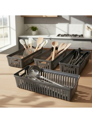 Snippy Nivo - 4'lü Çekmece Içi Kaşıklık Seti Organizer Mutfak Düzenleyici Bıçaklık Kepçelik