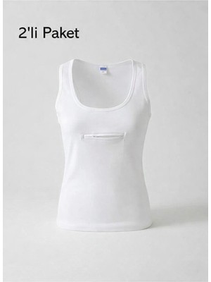 Begün Cepli Atlet (2 Adet)...hac-Umre Için Uygun..erkek ve Kadın Için Pamuklu Fermuarlı Beyaz Cepli Atlet.