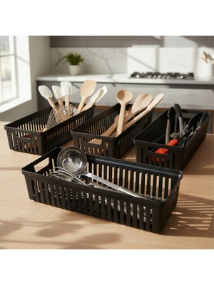 Snippy Nivo - 4'lü Çekmece Içi Kaşıklık Seti Organizer Mutfak Düzenleyici Bıçaklık Kepçelik