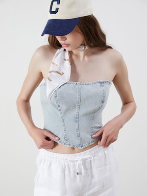 Lc Waikiki Yeni Sezon Straplez Yaka Jean Crop