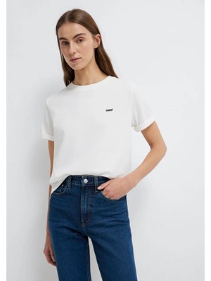 Mavi Logo Baskılı Ekru Kadın T-Shirt M1613407-70057