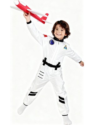 KanatGo Çocuklar Için Uzay Kostümü + Köpük Uçak Oyuncak – Parti ve Hediye Elbisesi