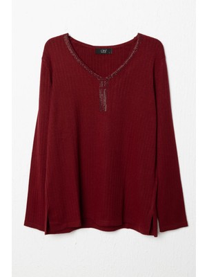 Eskişehir Mağazacılık 65422 Onteks Kazak V Yaka Yakası Taşlı