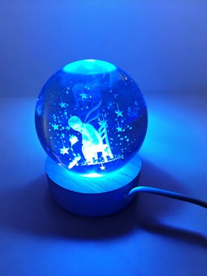 Loacandleco Ahşap Altlıklı Renk Değiştiren Cam Küre