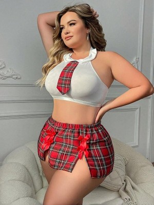 New Dreams 8488 Büyük Beden Ekoseli Fantezi Kostüm – Cesur, Enerjik ve Baştan Çıkarıcı Özel Tasarım