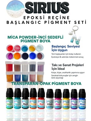 Epoksi Reçine Başlangıç Boya Seti – 20 Renk (Inci Sedefli Mica + Opak-Transparan Pigment)