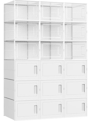 Ayakkabı Kutuları, 18'li Set, Plastik Kutular, Spor Ayakkabılar Için, 44 Bedene Kadar Ayakkabılar Için, 9 Şeffaf Kutu ve 9 Beyaz Kutu LSP009W01
