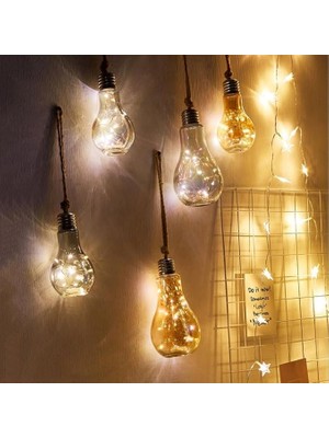 Sarkıt Lamba, Ampul, LED Işık Zinciri, Pilli, Tekstil Kablo, Asma Lamba, Elektriksiz Pille Çalışır, Bahçe Lambası, Fener, Doğum Günü, Düğün, Noel Için Aydınlatma KX015 (Şeffaf)