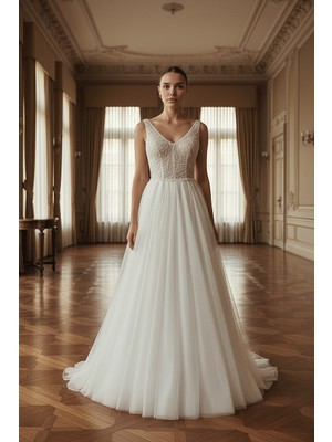 Akesim V Yaka Gelinlik