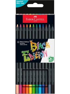 Black Edition Renkli Kalemler - 12 Sayı, Siyah Ahşap ve Süper Yumuşak Çekirdek Kurşun, Yetişkin Boyama, Sanatçılar ve Yeni Başlayanlar Için Profesyonel Kalite Renkli Kalemler