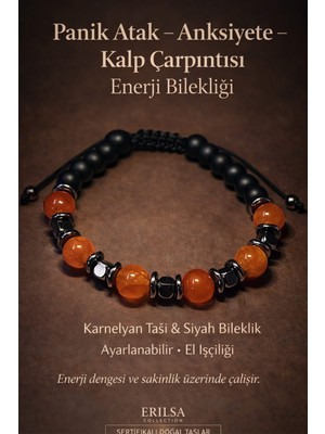 Erilsa Sertifikalı Vertigo Denge Panik Atak Anksiyete Kalp Çarpıntısı Bilekliği – Karnelyan Akik Oniks Taşı