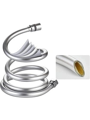 Gri Paslanmaz Kopmaz Patlamaz Kaliteli Pvc Duş Hortumu - Yüksek Kaliteli Lüx Duş Spirali - Tüm Duş Setleri/duş Başlıkları ile Uyumlu (G1/2) - 150CM