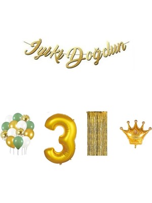 3 Yaş 36 cm Sade Doğum Günü Süsü BMCNM963