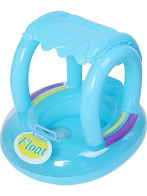 Şişme Bebek Şamandırası - Tak Çıkar Güneşlikli Yüzme Simidi, Sevimli Oval Yüzme Flatörü, Güneş Işığına Dayanıklı Malzeme, 0-4 Yaş Kullanıma Uygun, Havuz ve Deniz Için Yüzme Şamandırası