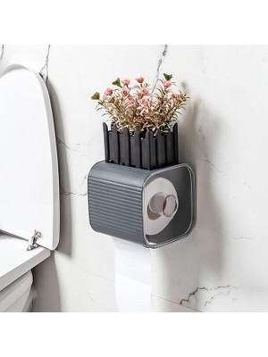 Yapışkanlı Banyo Tuvalet Kağıtlığı Wc Peçetelik Kağıtlık Tutucu Tuvalet Kağıt Organizeri (Antrasit)