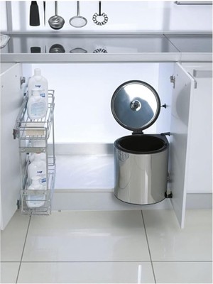 Dolap Içi Kapağa Monte 11 Litre Çöp Kovası Mutfak Tezgah Altı Paslanmaz Çelik