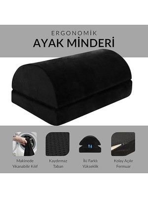 Ergonomik Visco Ayak Minderi, Oyun Koltuğu ve Ofis Koltuğu Için Anti Alerjen Ayak Yastığı, Ayak Koyma Yeri Taburesi, Çok Amaçlı Rahatlatıcı Yarım Silindir Iki Parça Masa Altı Ayak Desteği