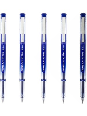 My King Iğne Uçlu Metal Klipsli Jel Tükenmez Kalem 0.5 mm Mavi - 5 Adet GNSRKFAZ914