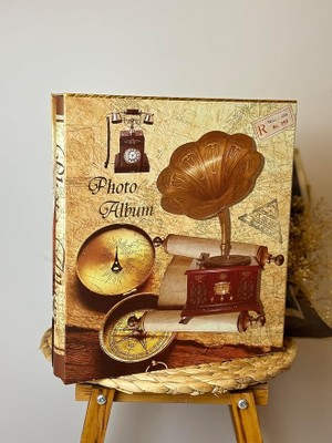 RS21 Fotoğraf Albümü 10X15CM 600 Lük Gramafon Desenli Kutulu Yatay Dikey Modeli