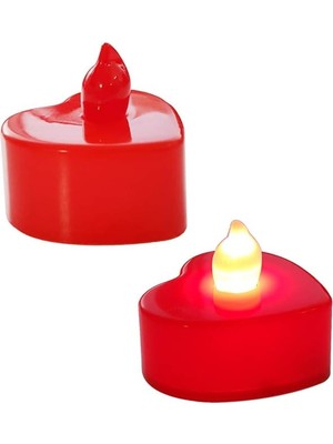 Marifetlerim - Kırmızı Kalp Modeli LED Mum 1 Adet