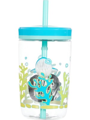 Yüzen Köpek Balığı Pipetli Tritan Bardak 470 Ml, Mavi