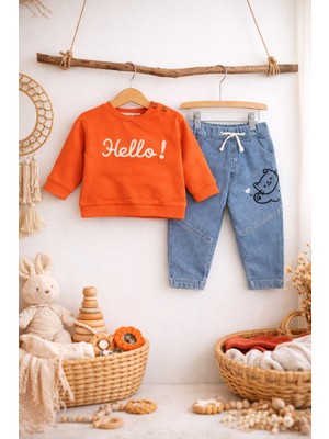 Baby Buu Hello Baskılı Unisex Günlük Alt Üst Bebek Takımı