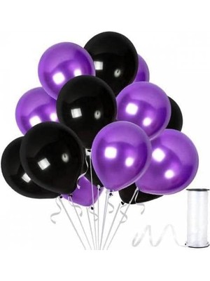 Marifetlerim - Siyah Mor Metalik Balon 12 Inch 10 Adet