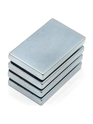 Güçlü Neodyum Dikdörtgen Mıknatıs 40X25X5 mm – 4 Adet Set, N35 Manyetik Bloklar – Endüstriyel, Sanayi ve Hobi Kullanımı - Magneteksan
