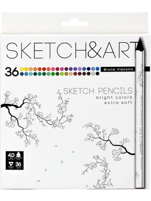 Visconti "sketch&art" Profesyonel Kuru Boya Kalemi, Kalın Gövde, 4 mm Grafit. (36 Renk)