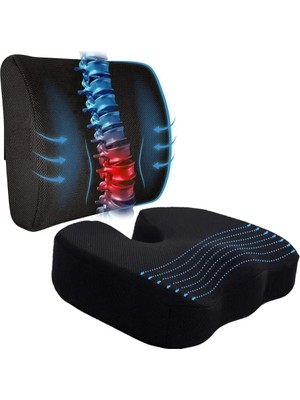 Cocix Oturma Minderi Bel Yastığı Bel Destek Yastığı Ortopedik Visco Yastık Basur Minderi Ofis Minderi Set