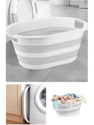 Plastik Çamaşır Sepeti 25 Lt Silikon Akordiyon Sepet